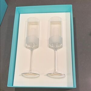 Tiffany & Co. Blue and Clear Champagne Flutes